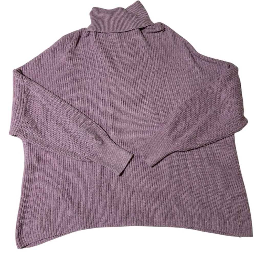 Lovers and Friends Jade Rib Knit Turtleneck Lavender Purple Sweater Sz L - Picture 2 of 7